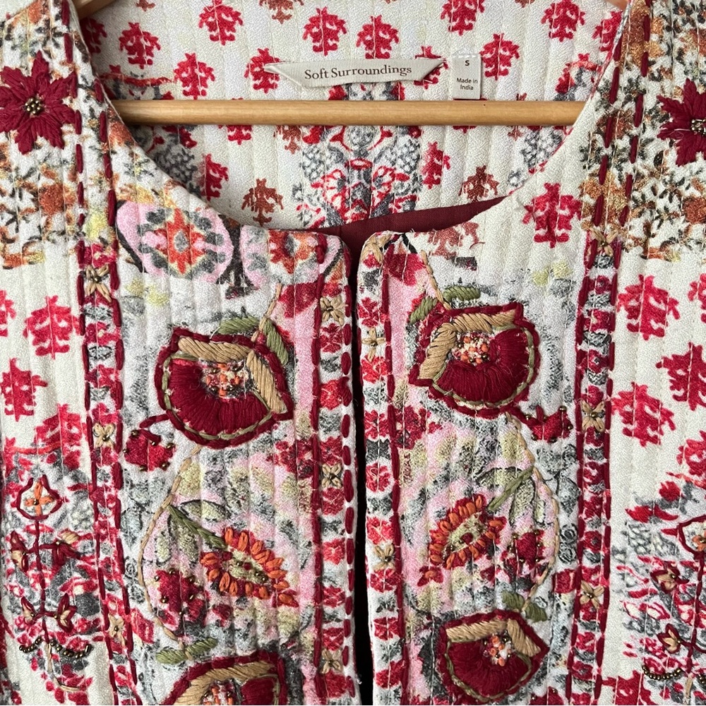 Soft Surroundings Women's La Sultana Embroidered Quilted Jacket Size S Boho - Picture 3 of 9